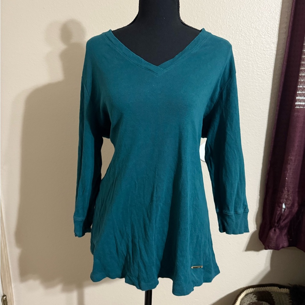 Teal V-Neck Women's Top